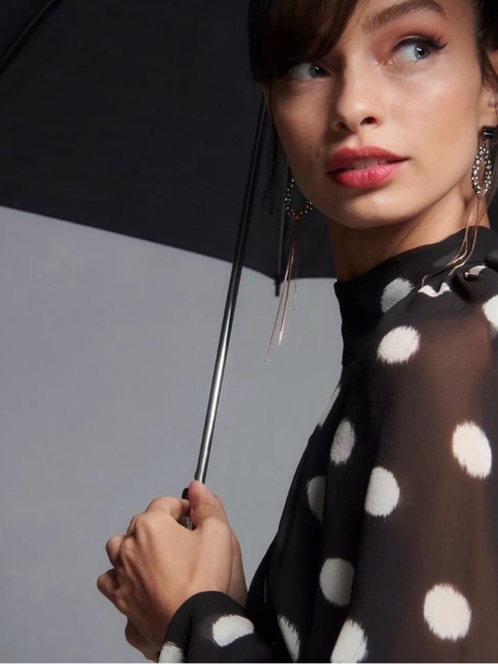 Maeve by Anthropologie Black White Knee Length Polka Dot Bow Tie Up Dress (XS) - Picture 4 of 7